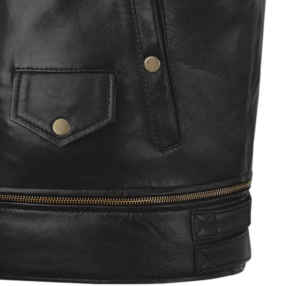 Men’s Classic Black Asymmetrical Leather Jacket