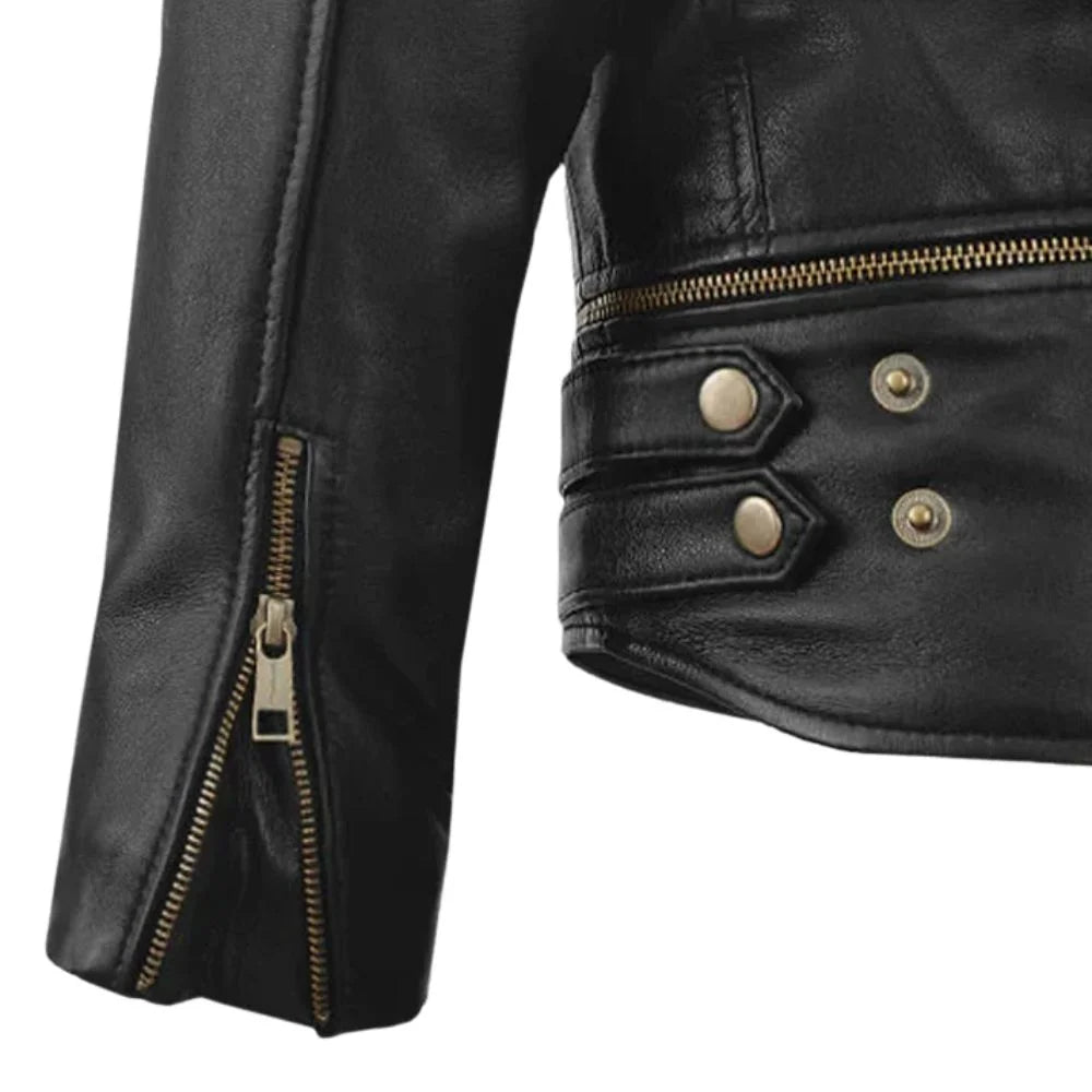 Men’s Classic Black Asymmetrical Leather Jacket