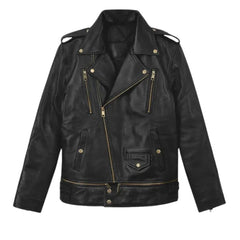 Men’s Classic Black Asymmetrical Leather Jacket