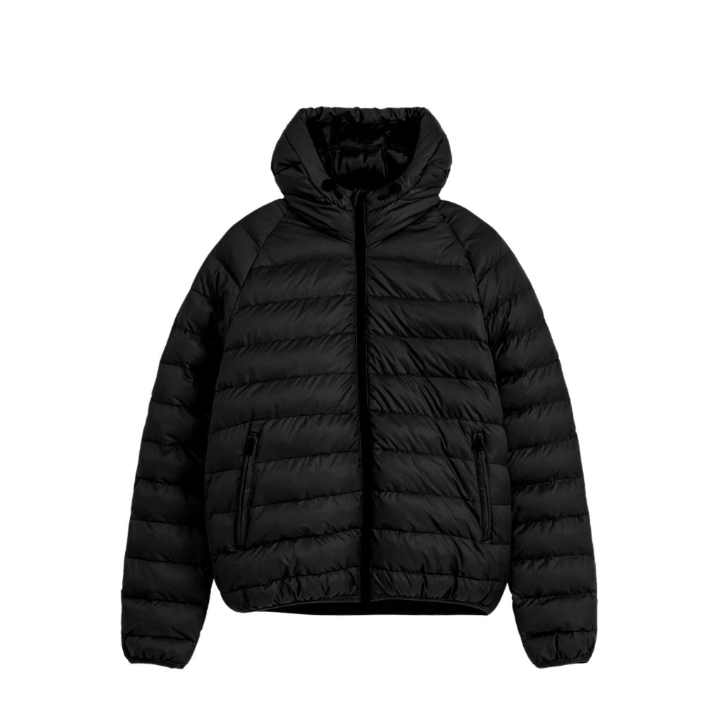  Men's Classic Black Hooded Puffer Jacket 
