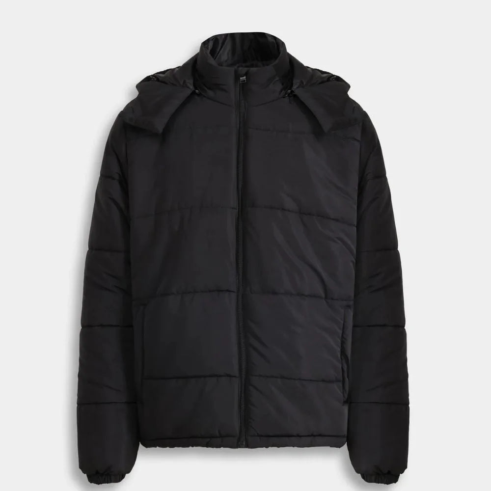 Men’s Classic Black Hooded Puffer Jacket