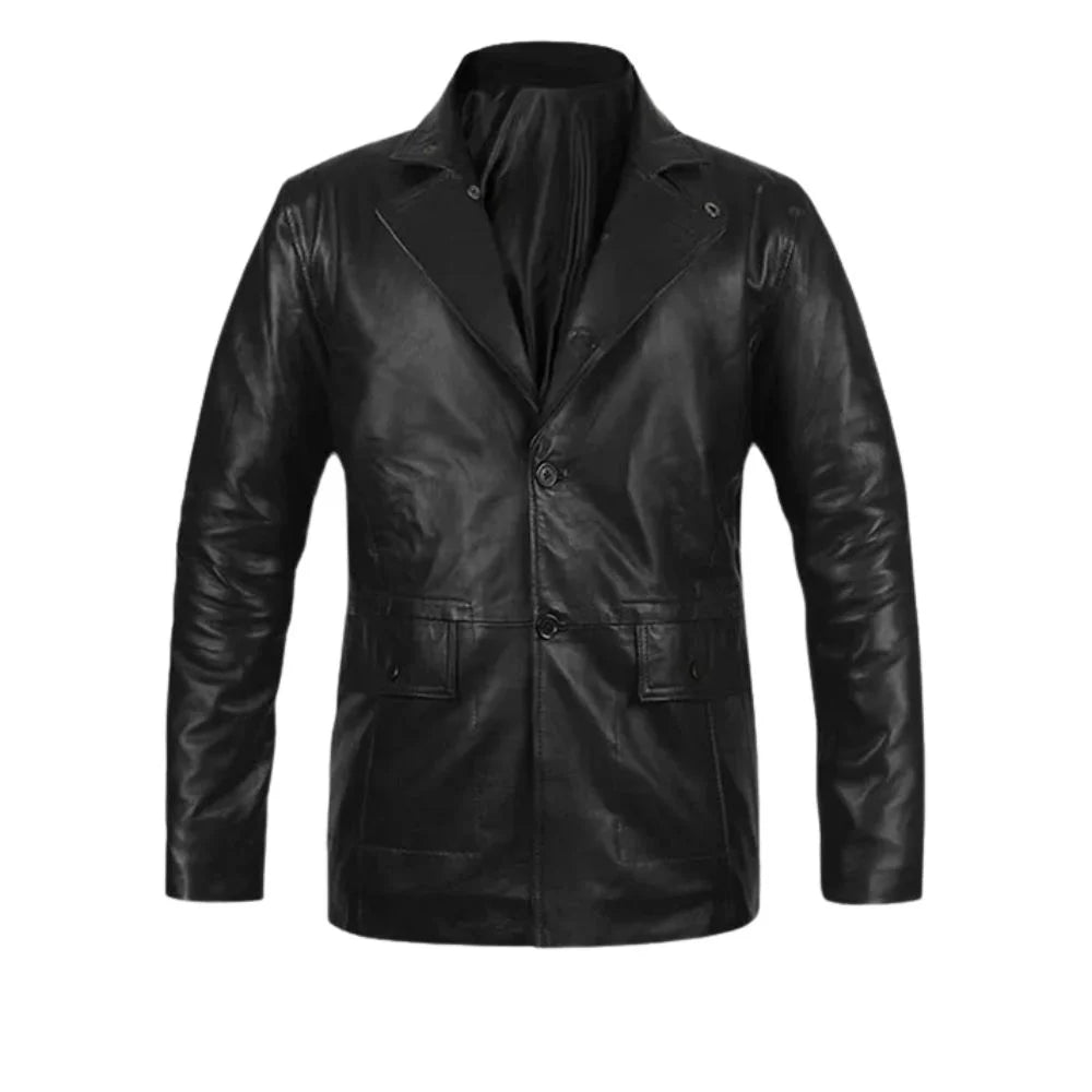 Men’s Classic Black Leather Blazer Jacket