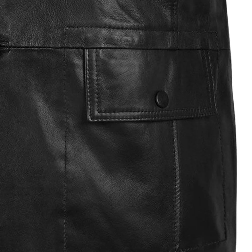 Men’s Classic Black Leather Blazer Jacket