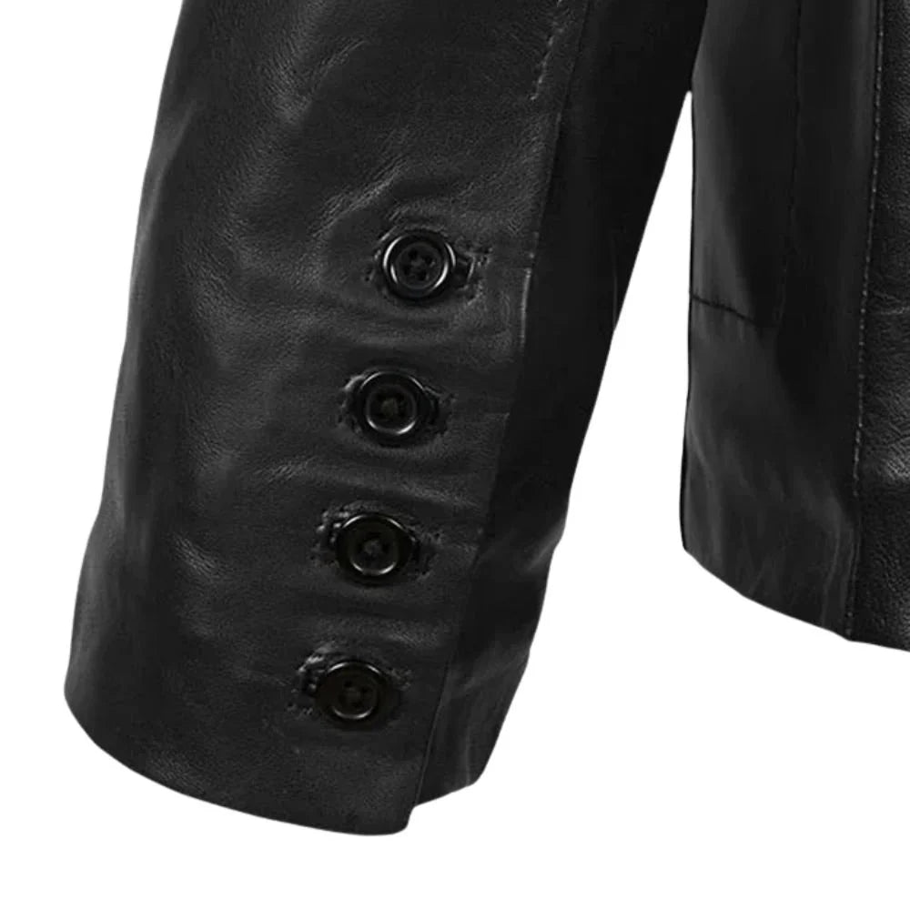 Men’s Classic Black Leather Blazer Jacket