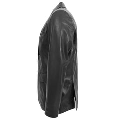 Men's Classic Black Leather Blazer