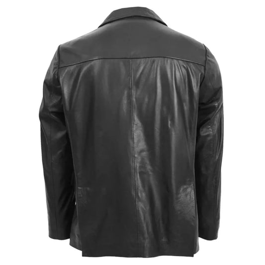Men's Classic Black Leather Blazer