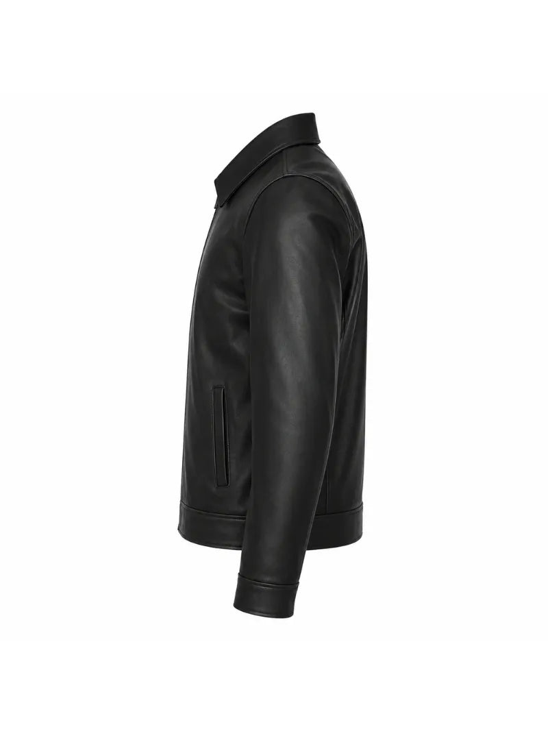Men’s Classic Black Leather Jacket Left 