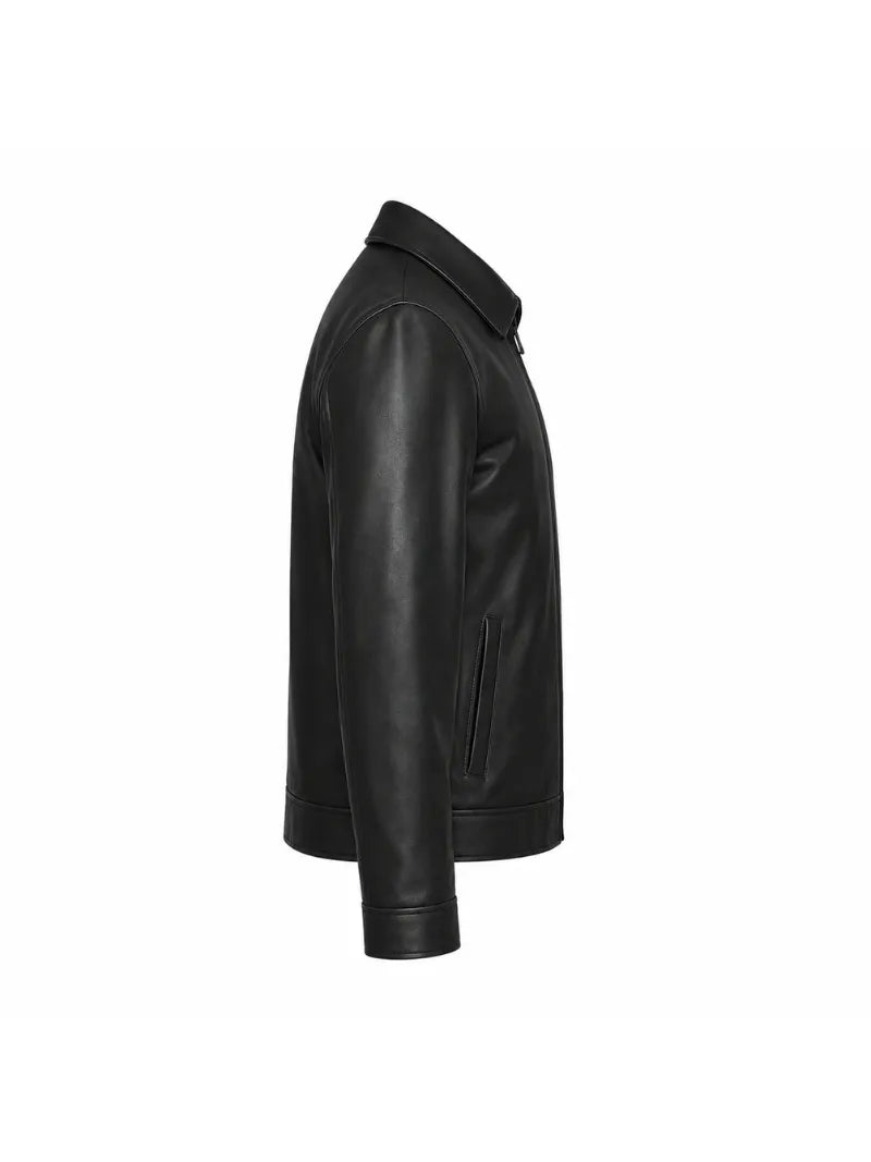 Men’s Classic Black Leather Jacket Right 