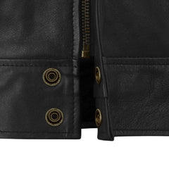 Men’s Classic Black Leather Jacket with Flap Pockets