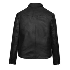 Men’s Classic Black Leather Shirt Jacket