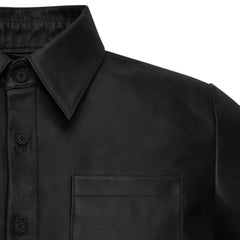 Men’s Classic Black Leather Shirt Jacket
