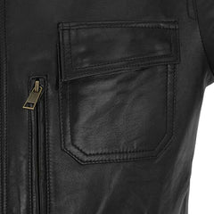Men’s Classic Black Multi-Pocket Leather Jacket
