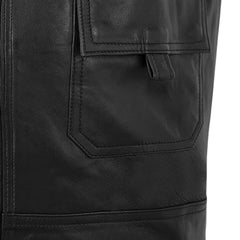 Men’s Classic Black Multi-Pocket Leather Jacket