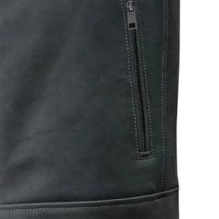 Men’s Classic Black Quilted Shoulder Leather Jacket