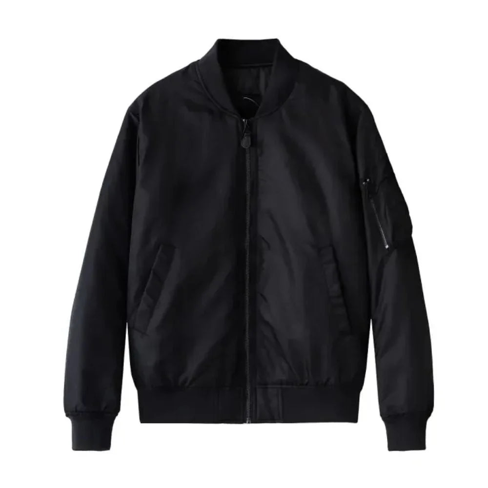 Men's Classic Black Utility Pocket Bomber Jacket