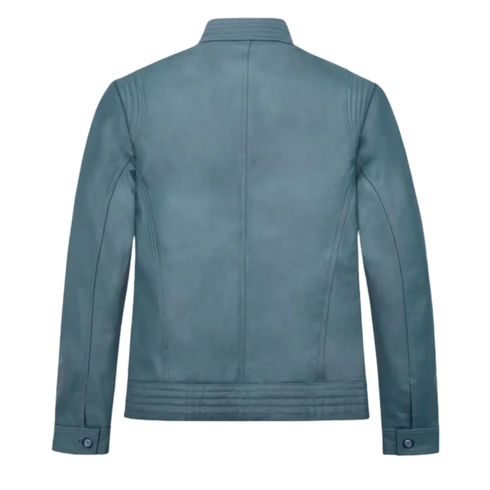 Men’s Classic Blue Leather Jacket