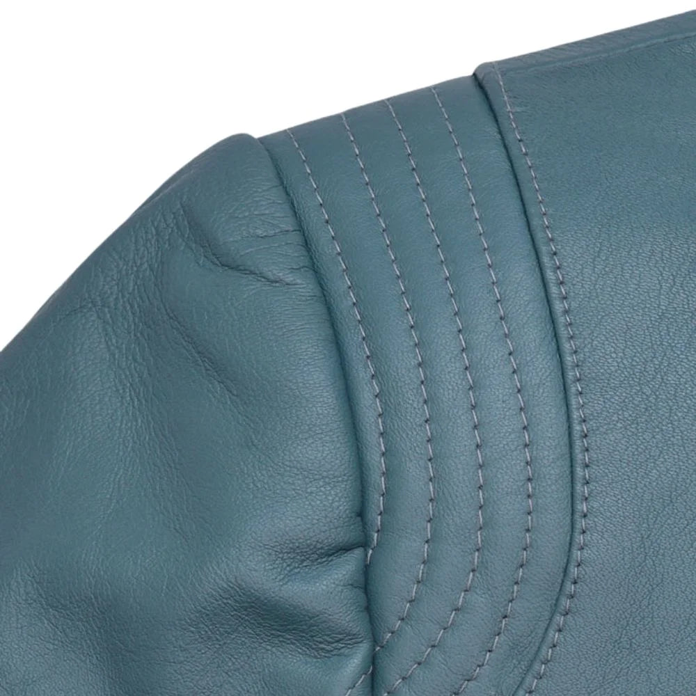 Men’s Classic Blue Leather Jacket