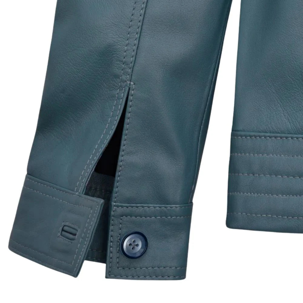 Men’s Classic Blue Leather Jacket