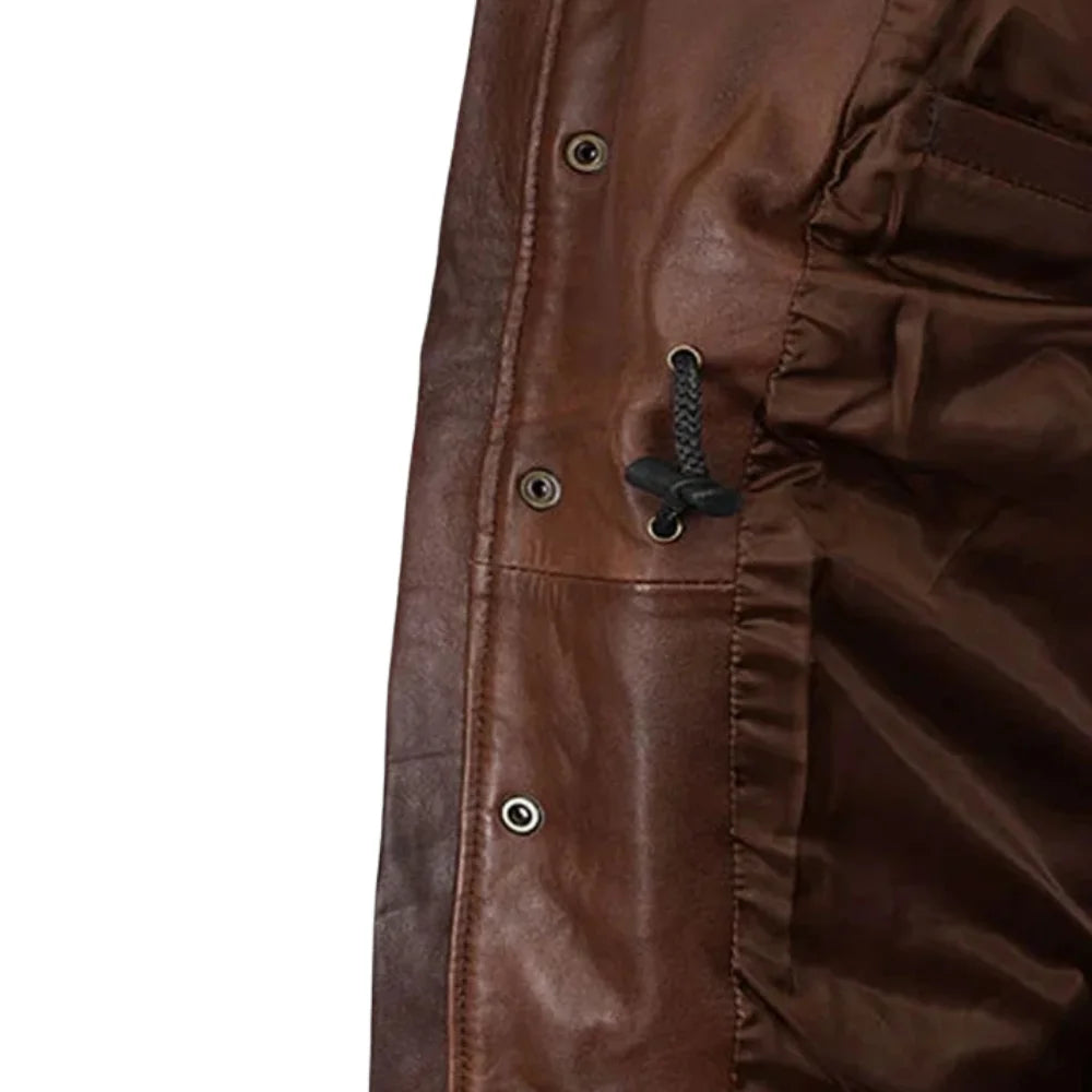 Men’s Classic Brown Four-Pocket Leather Field Jacket