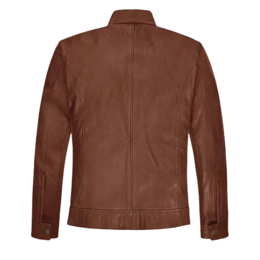 Men’s Classic Brown Minimalist Leather Jacket