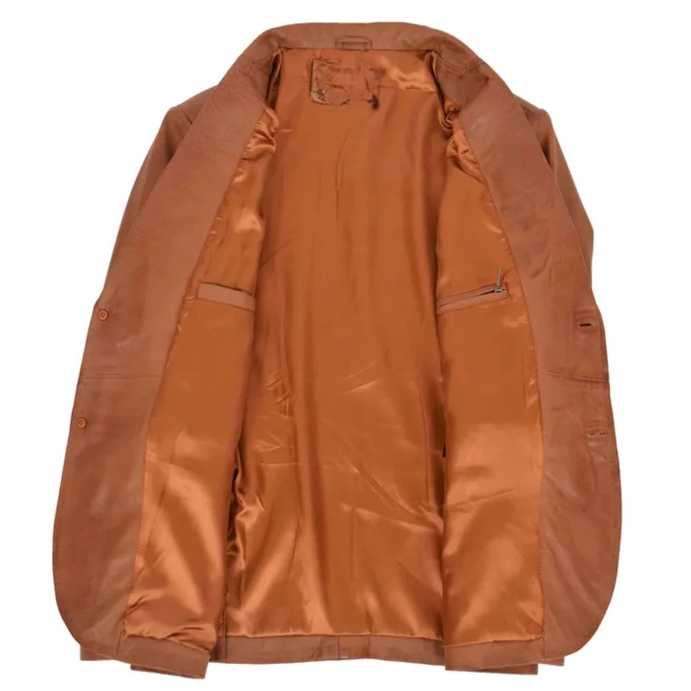 Men's Classic Tan Leather Blazer