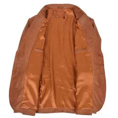 Men's Classic Tan Leather Blazer