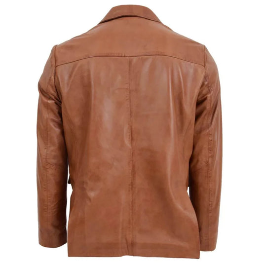Men's Classic Tan Leather Blazer