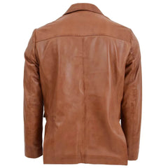Men's Classic Tan Leather Blazer