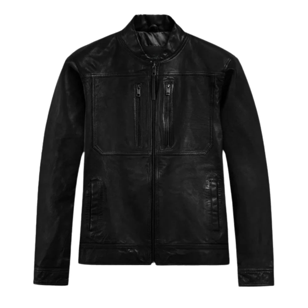 Men’s Classic Zip Black Leather Jacket