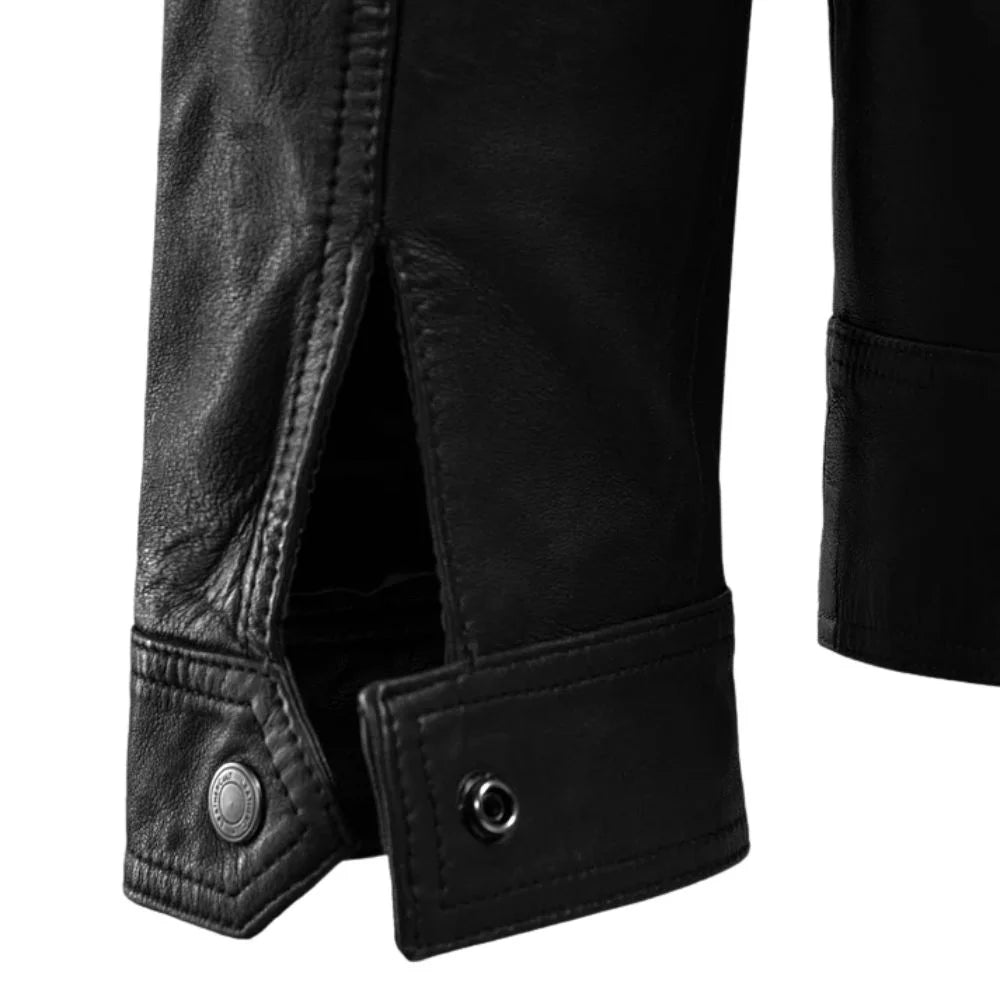 Men’s Classic Zip Black Leather Jacket