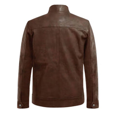 Men’s Classic Zip Brown Leather Jacket
