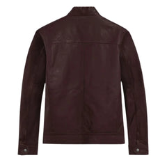 Men’s Classic Zip Burgundy Leather Jacket