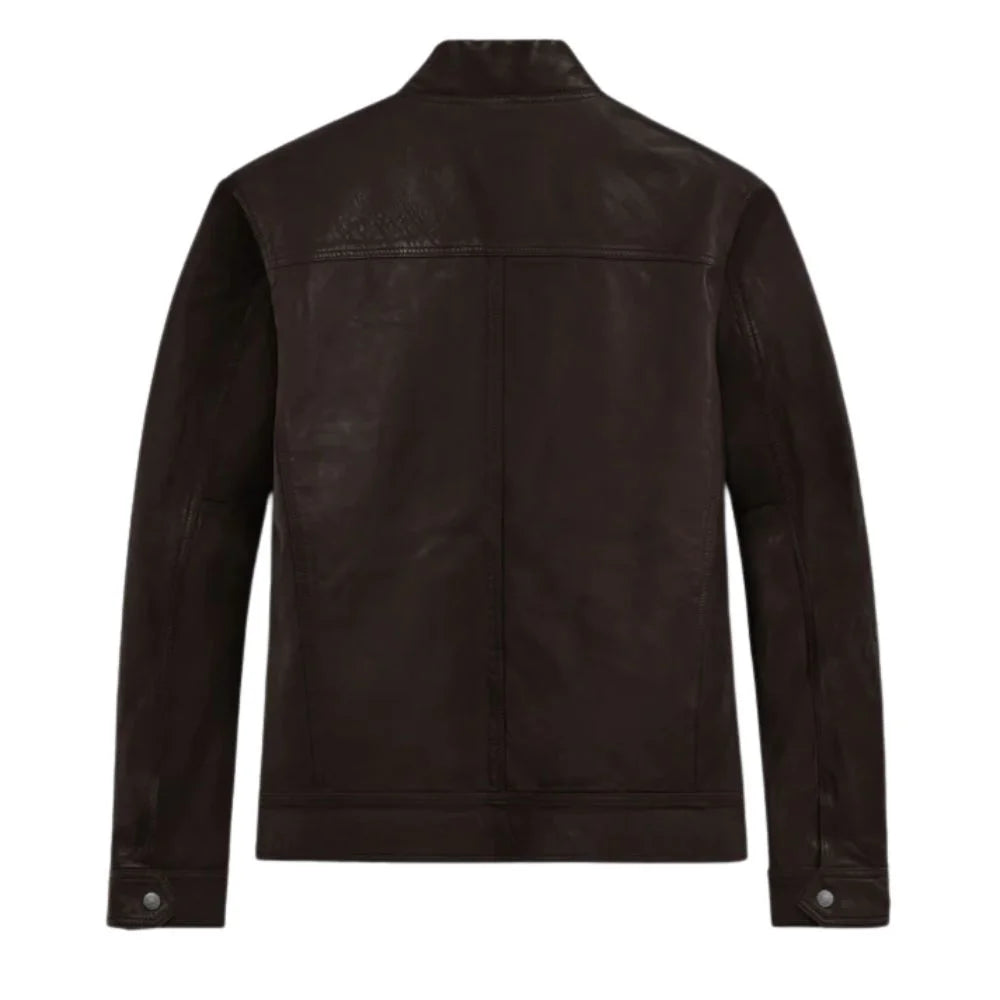 Men’s Classic Zip Dark Brown Leather Jacket