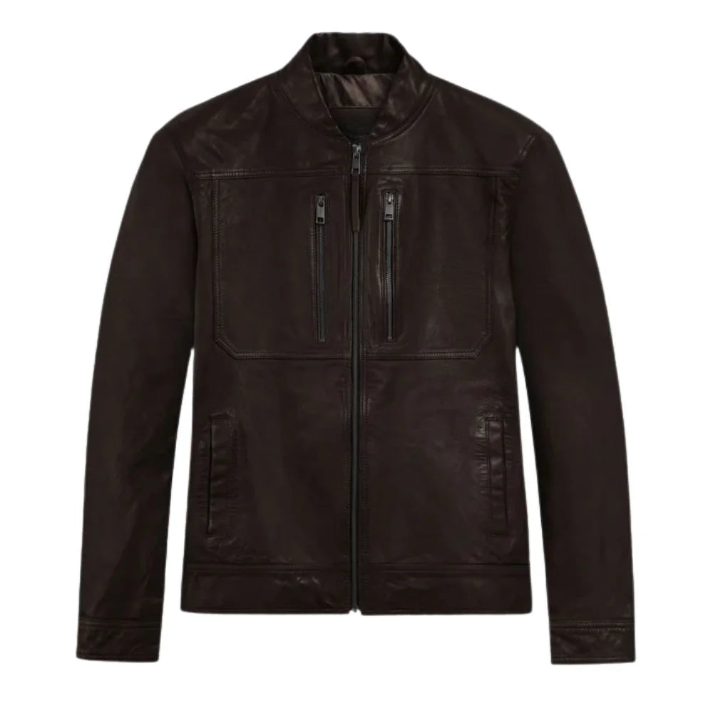 Men’s Classic Zip Dark Brown Leather Jacket