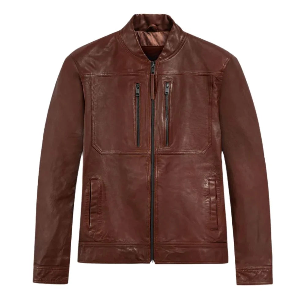 Men’s Classic Zip Tan Leather Jacket