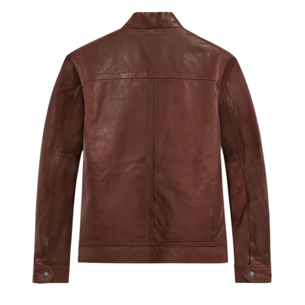 Men’s Classic Zip Tan Leather Jacket