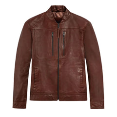 Men’s Classic Zip Tan Leather Jacket