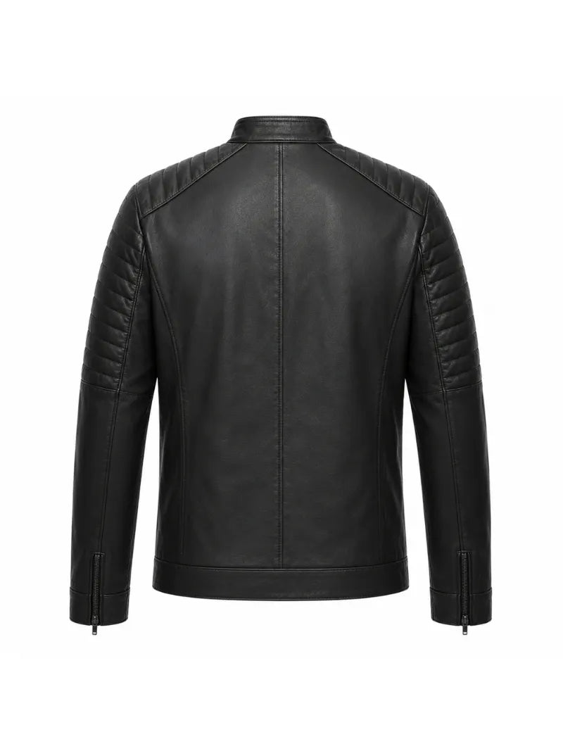 Men’s Clean Leather Jacket Back