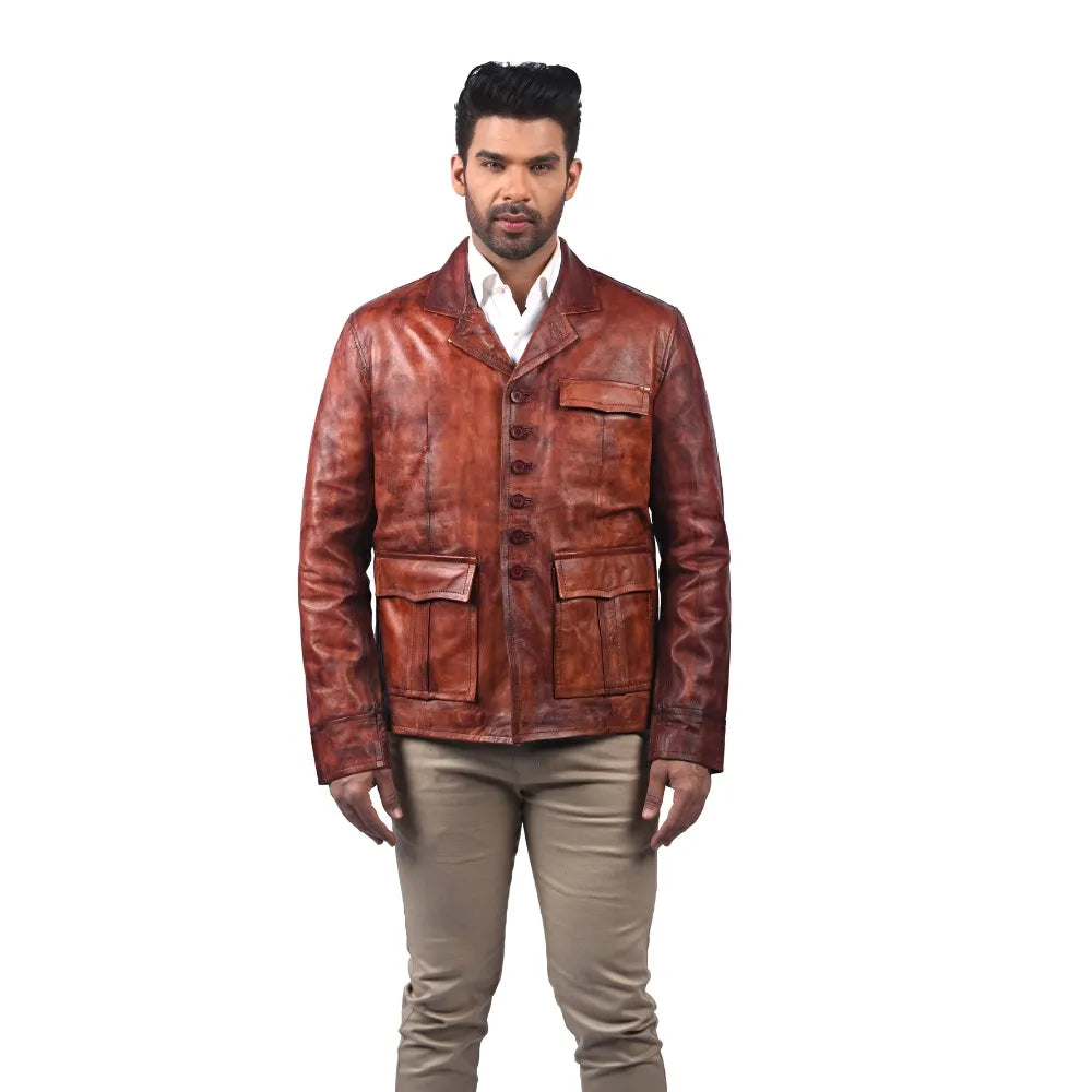 Men’s Cognac Fieldmark Leather Jacket