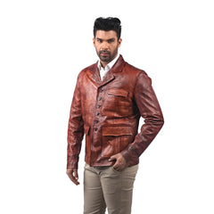 Men’s Cognac Fieldmark Leather Jacket