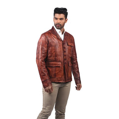 Men’s Cognac Fieldmark Leather Jacket