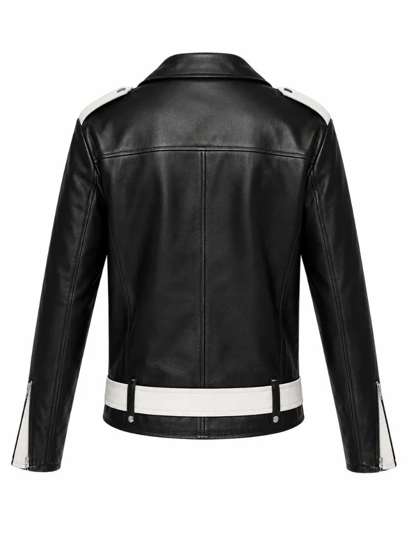 Men’s Contrast Leather Jacket Back 