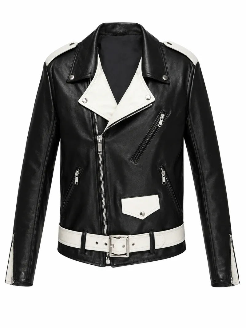 Men’s Contrast Leather Jacket Front 