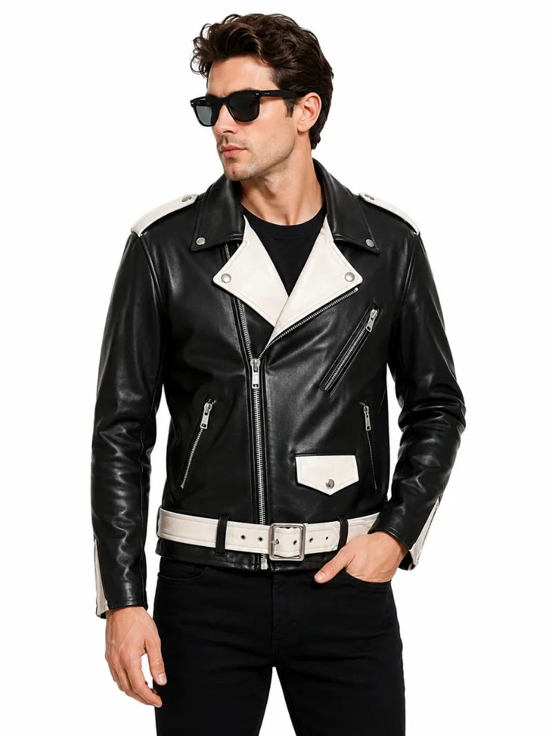 Men’s Contrast Leather Jacket Full