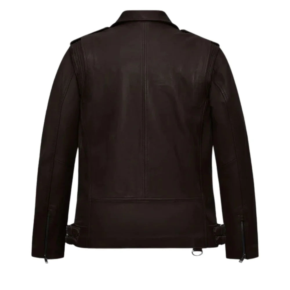 Men’s Dark Brown Asymmetrical Leather Jacket
