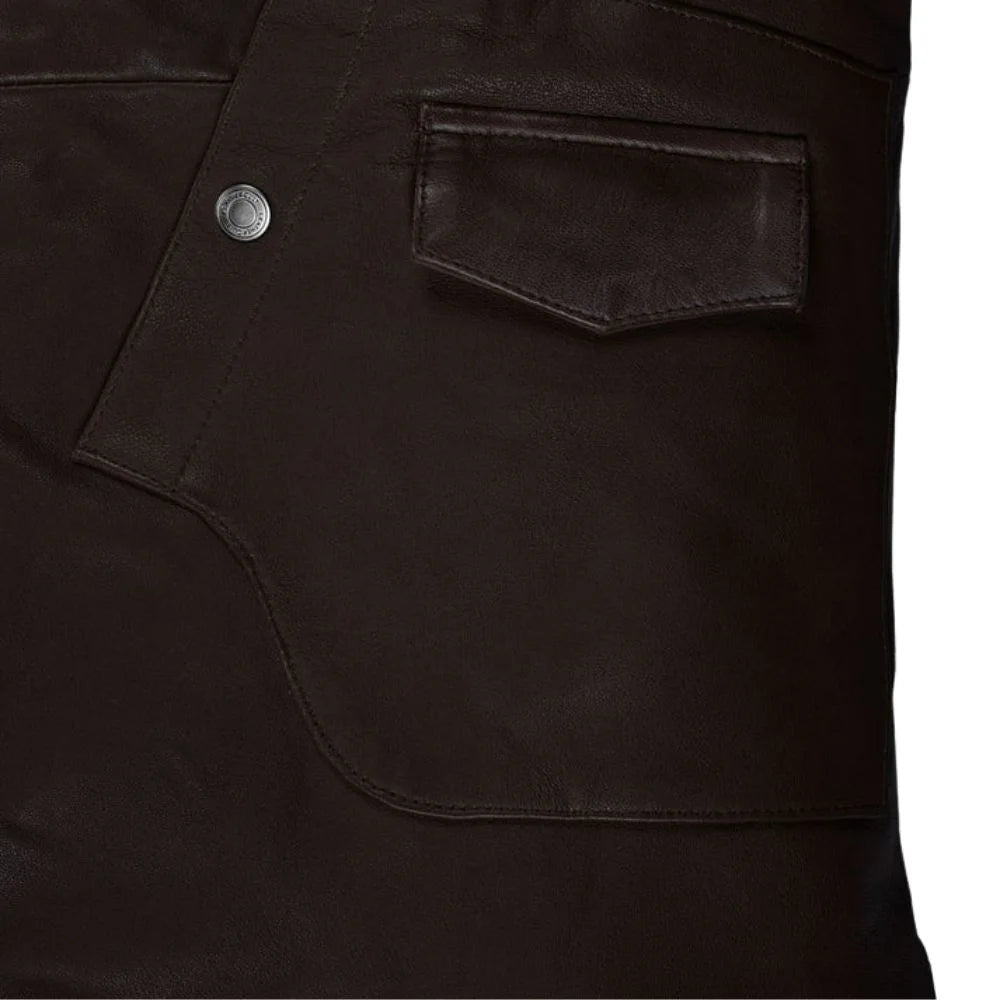 Men’s Dark Brown Asymmetrical Leather Jacket