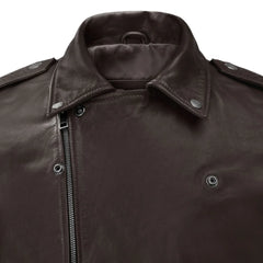 Men’s Dark Brown Lapel Leather Jacket