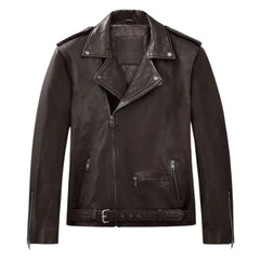 Men’s Dark Brown Lapel Leather Jacket