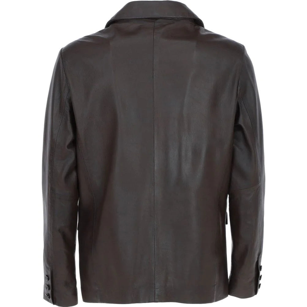 Men's Dark Brown Leather Blazer