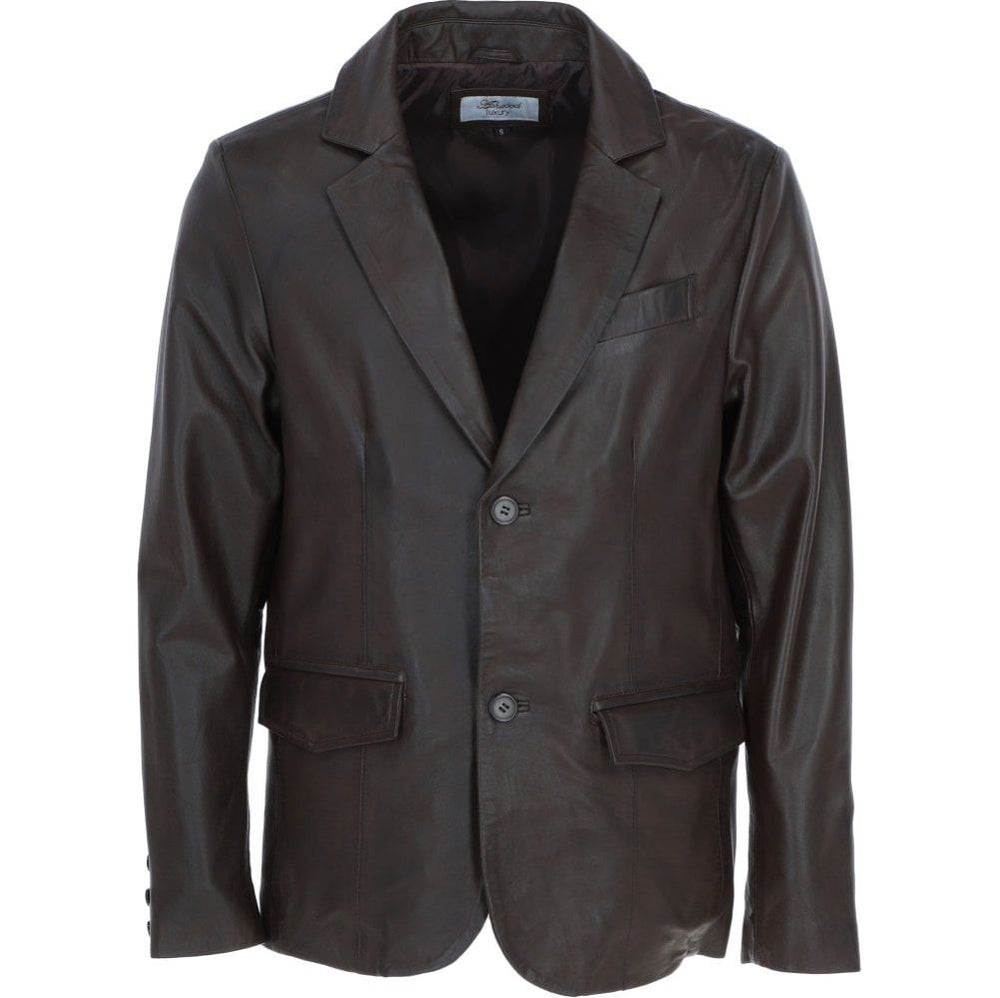 Men's Dark Brown Leather Blazer